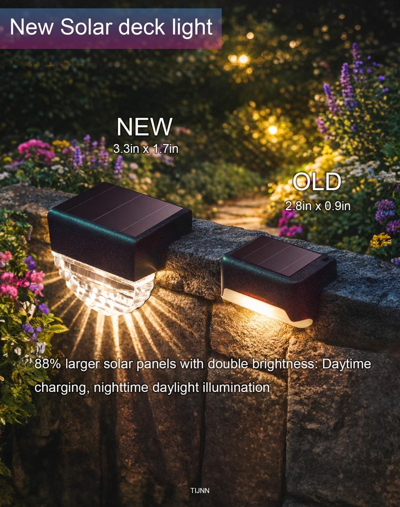 TIJNN Solar Deck Lights Outdoor, Fence Light Waterproof Led Lights for Outdoor Stairs, Step, Yard,Patio Decor Garden Illumination - 6 Pack - Image 2